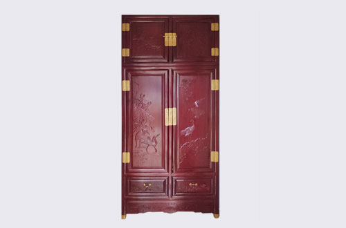 罗源高端中式家居装修深红色纯实木衣柜